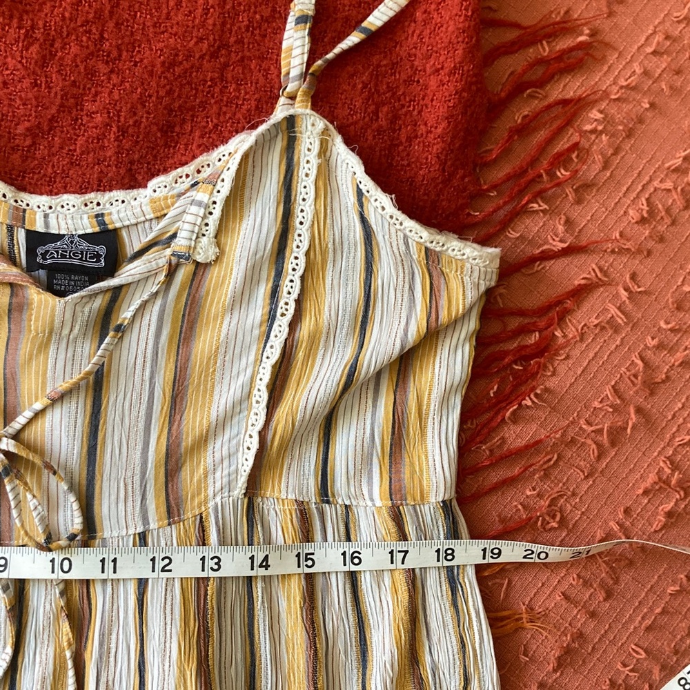 Angie Beach Boho Striped Maxi Sundress in Yellow and White - Picture 7 of 8